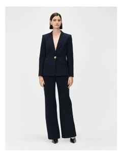 European Melange Straight Leg Pants in Blue