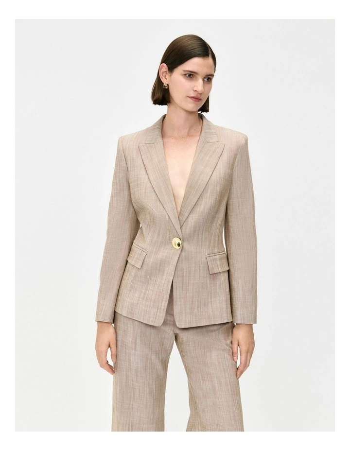 European Melange Blazer in Beige image 3