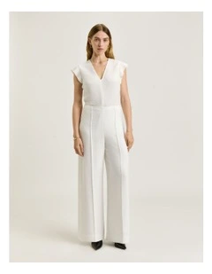 Double Crepe Wide Leg Pants in Ivory