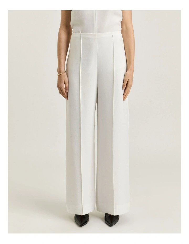 Double Crepe Wide Leg Pants in Ivory image 3