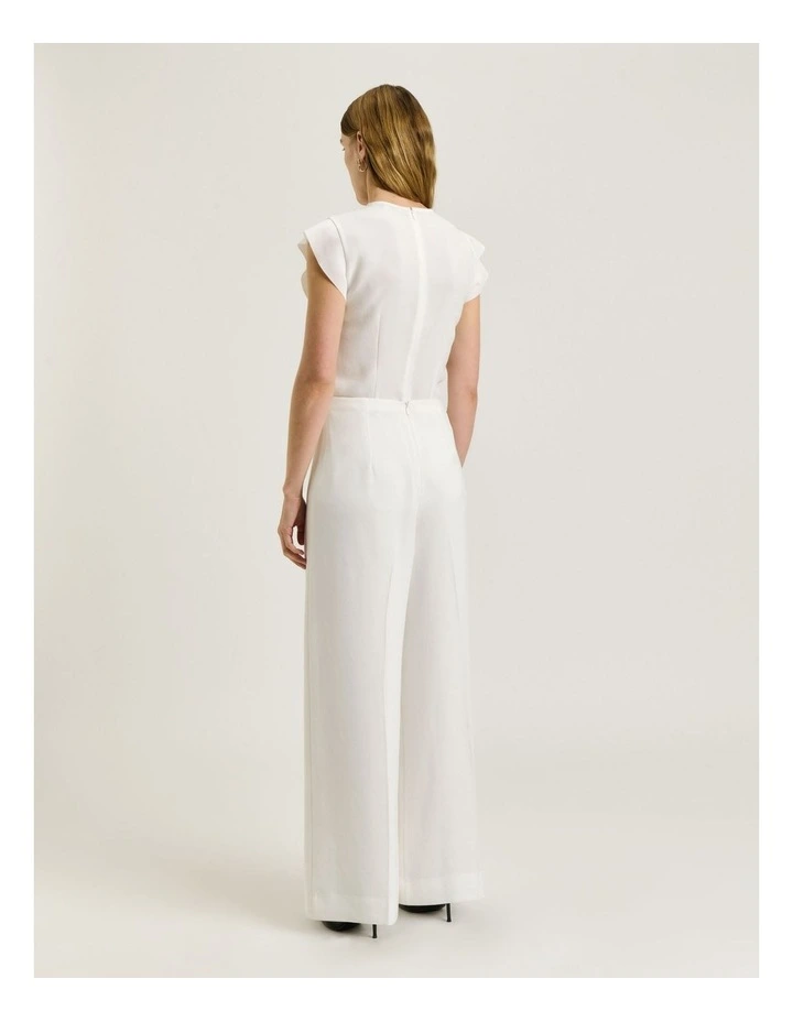 Double Crepe V Neck Top in Ivory image 2