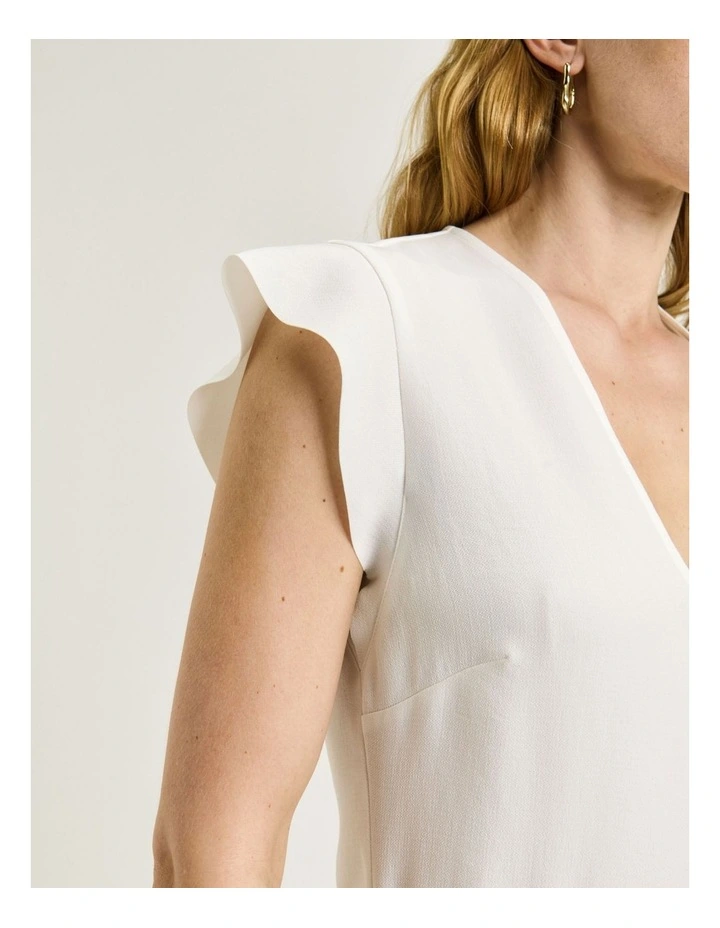 Double Crepe V Neck Top in Ivory image 4