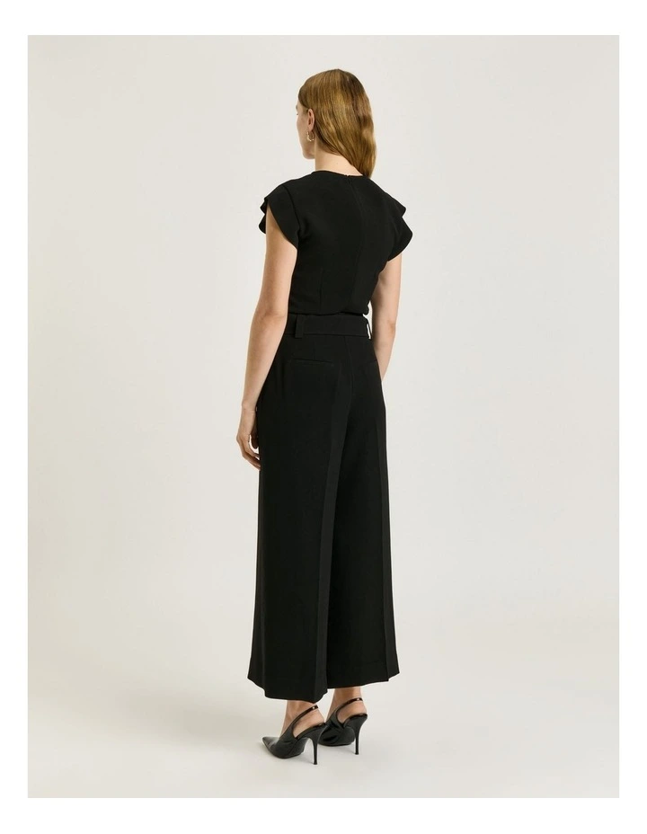Double Crepe V Neck Top in Black image 2