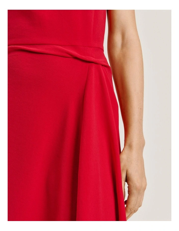 Double Crepe Cap Sleeve Midi Dress in Red image 4