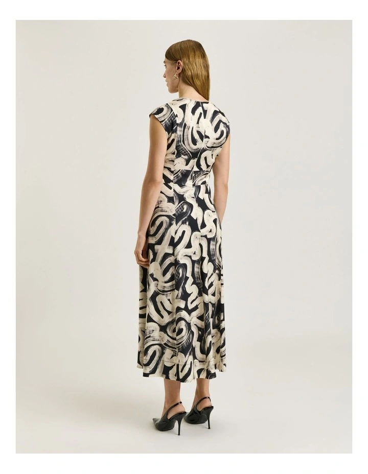Abstract Brush Midi Dress in Black image 2