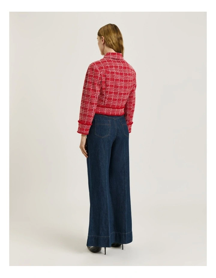 European Boucle Cropped Jacket in Red image 2