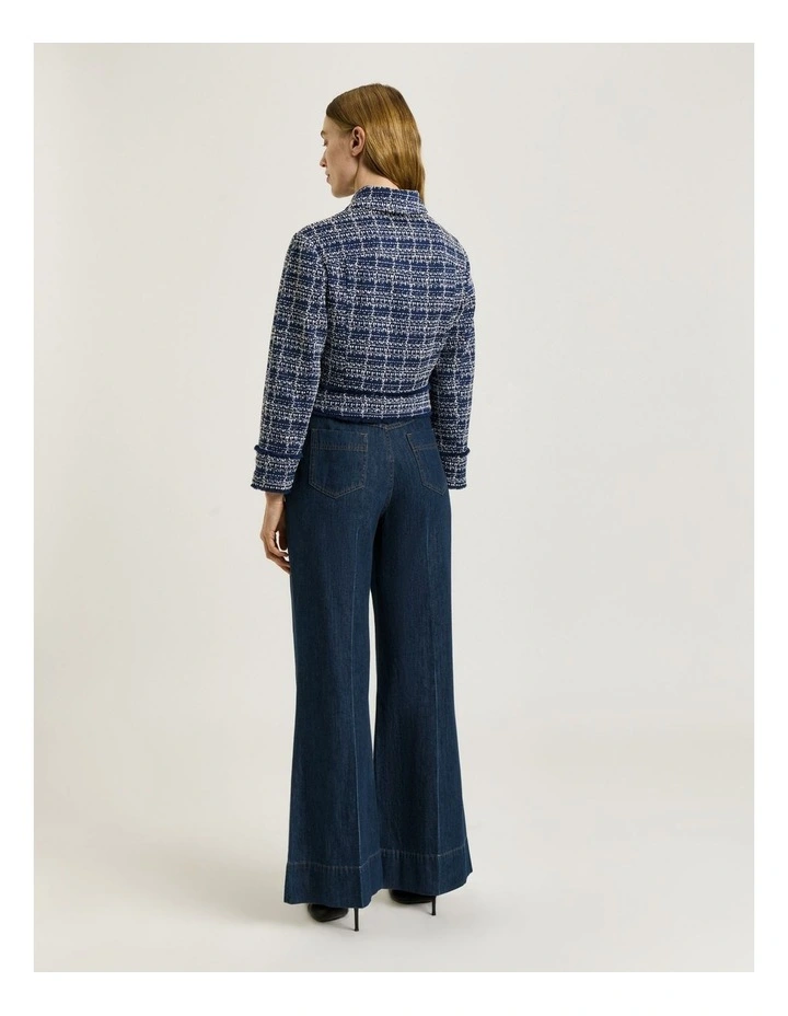 European Boucle Cropped Jacket in Blue image 2