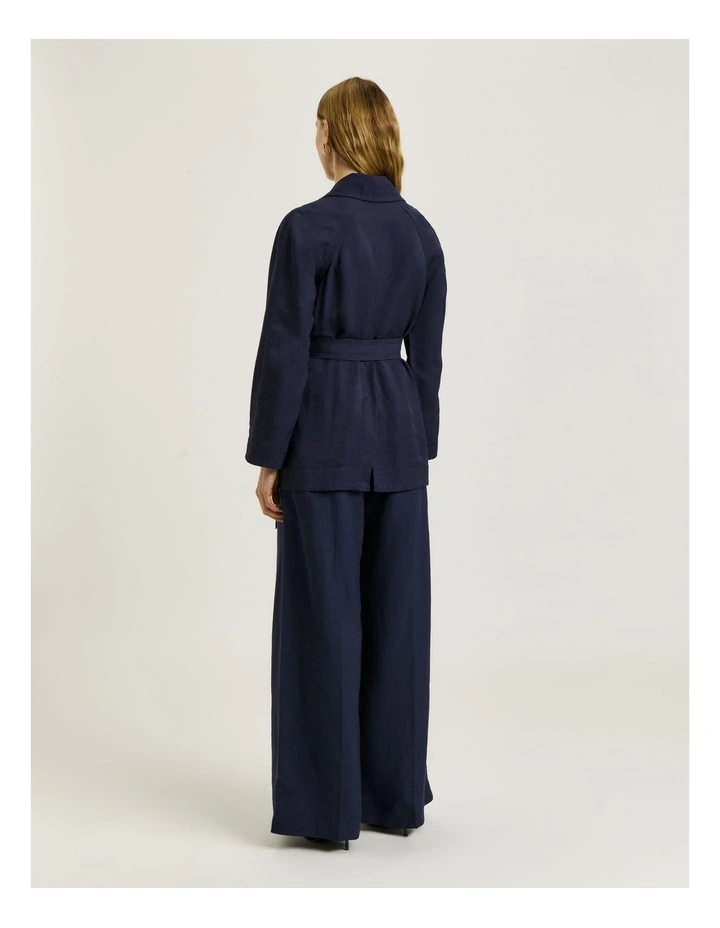 Viscose Linen Twill Trench Coat in Blue image 2