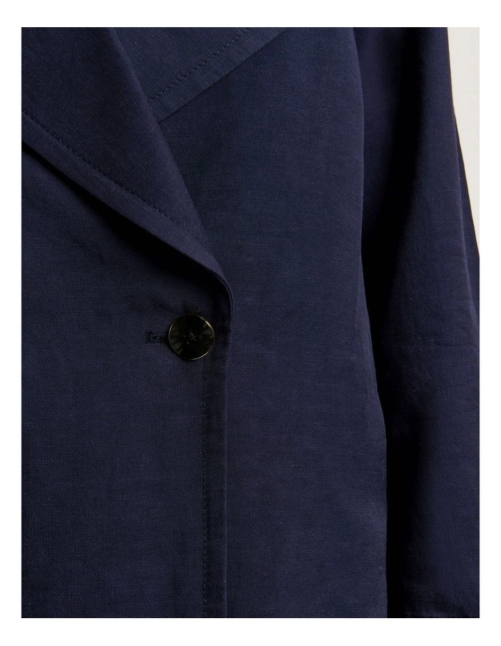 Viscose Linen Twill Trench Coat in Blue image 4