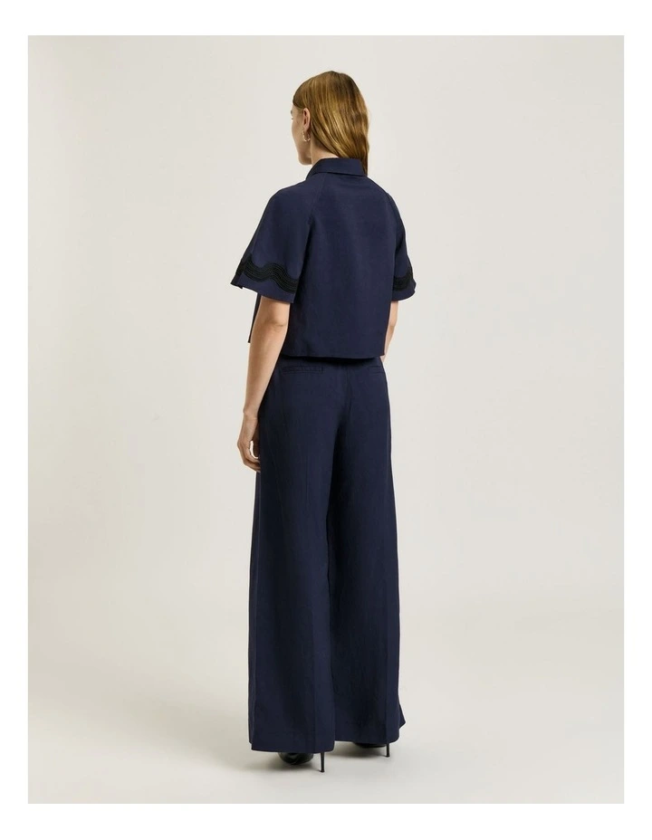 Viscose Linen Twill Shirt With Lace in Blue image 2