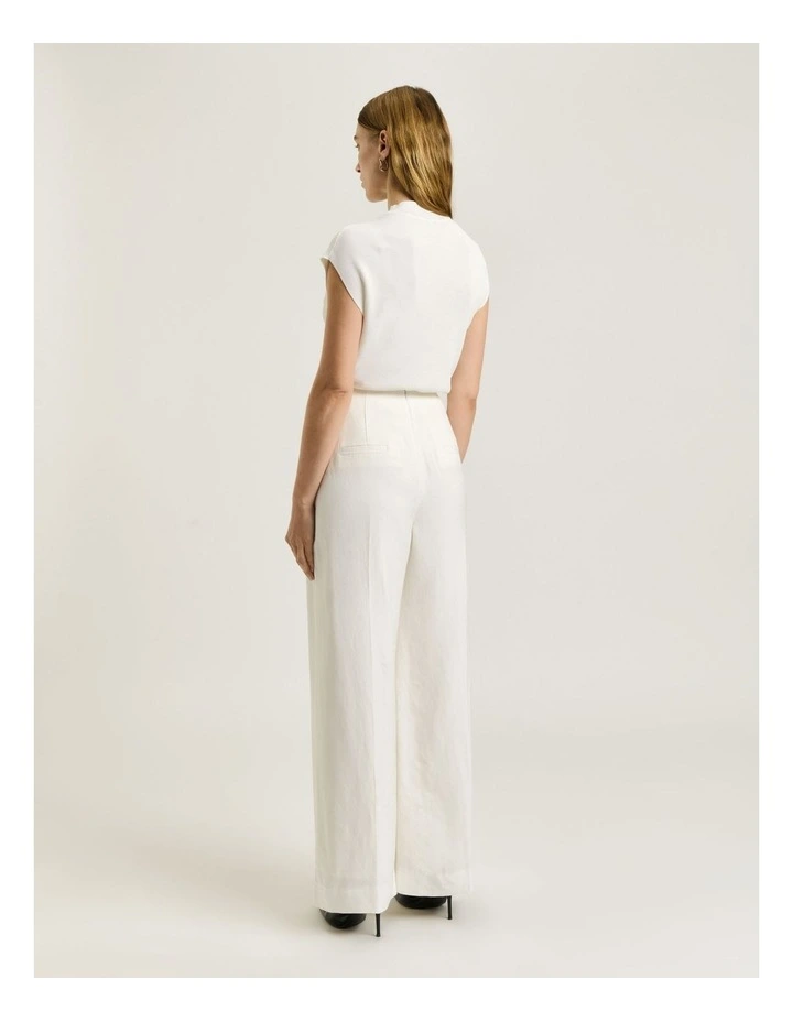 Viscose Linen Twill Wide Leg Pant in Cream image 2