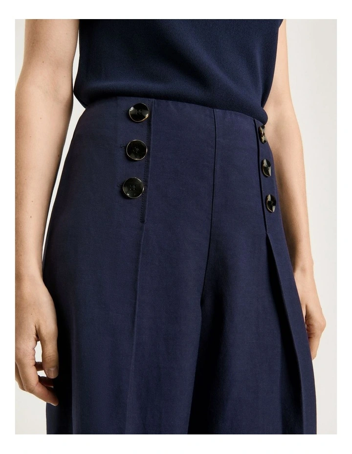 Viscose Linen Twill Wide Leg Pant in Blue image 4