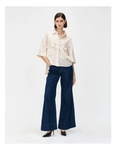 Stripe Pocketed Shirt in Cream