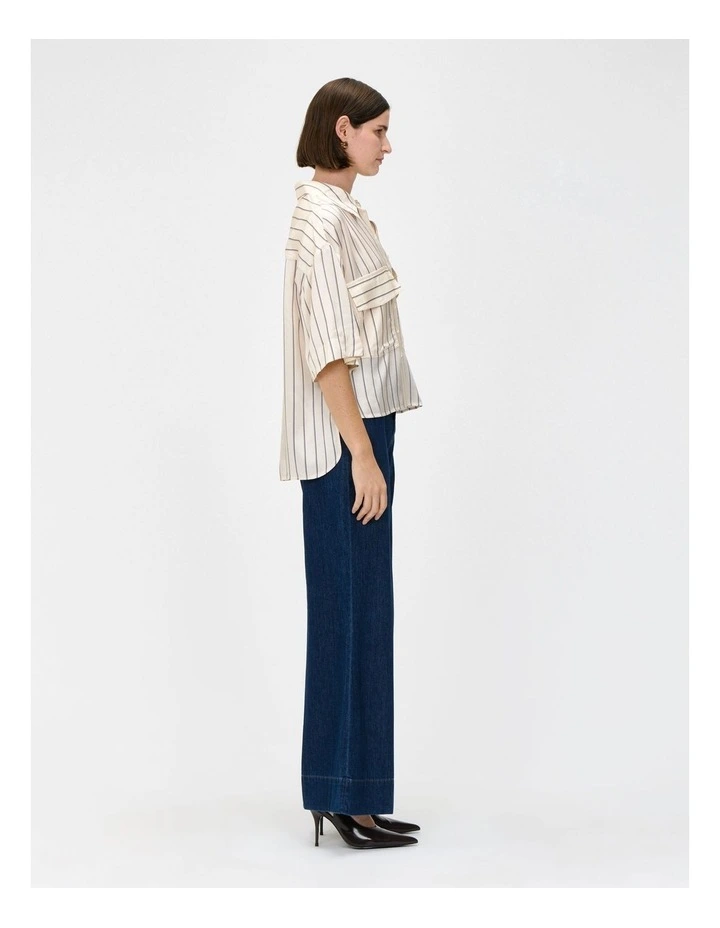 Stripe Pocketed Shirt in Cream image 4