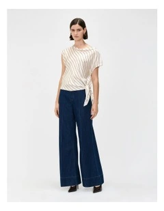 Stripe Draped Top in Cream