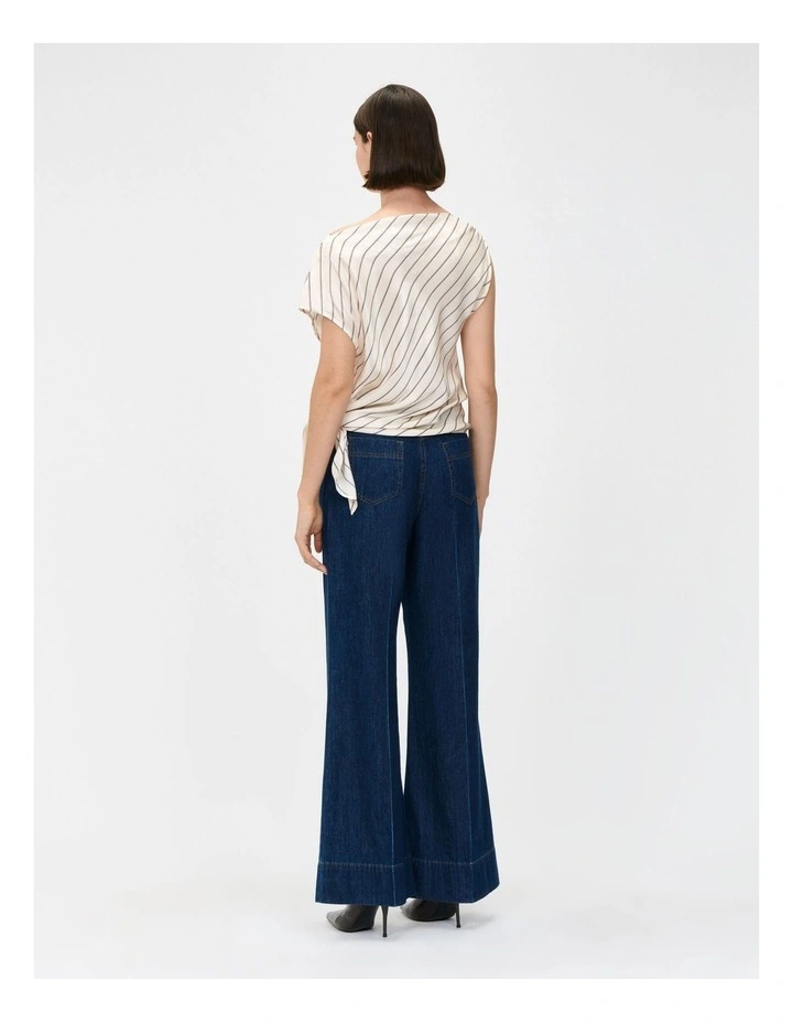 Stripe Draped Top in Cream image 2