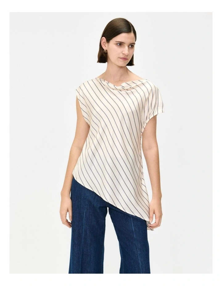 Stripe Draped Top in Cream image 3