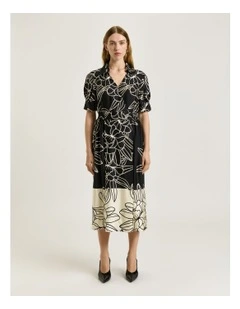 Border Print Shirt Dress in Multi
