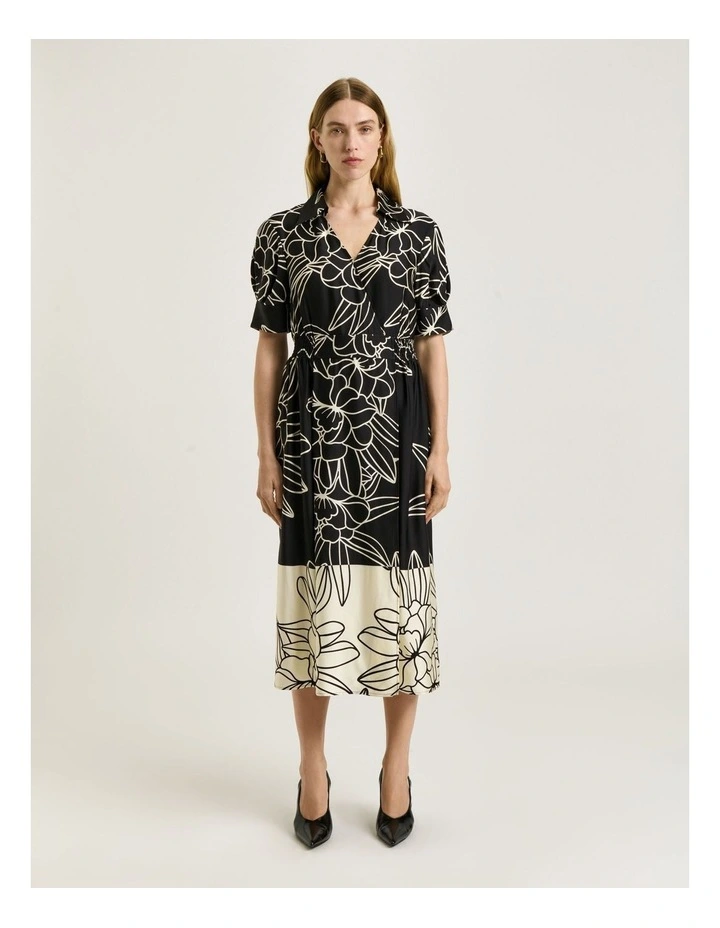 Border Print Shirt Dress in Multi image 1
