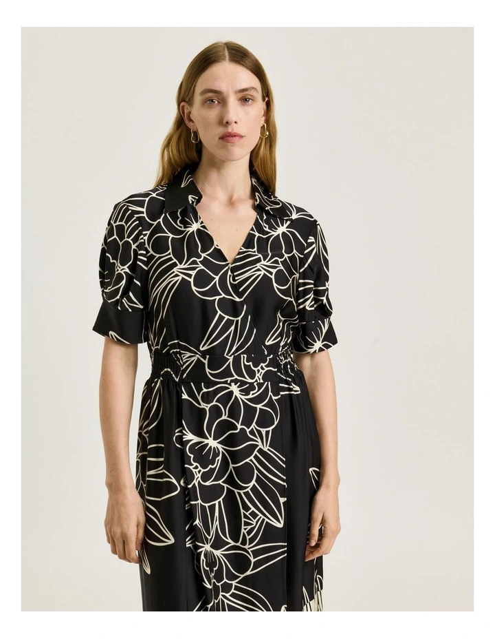 Border Print Shirt Dress in Multi image 3