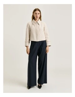 European Tweed Button Through Jacket in Cream