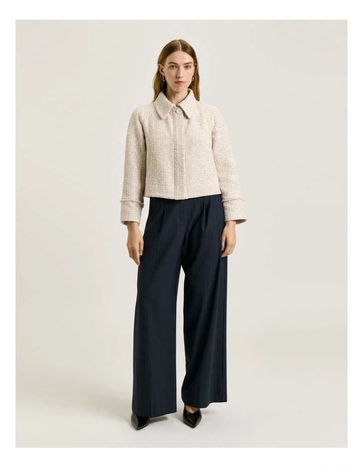 European Tweed Button Through Jacket in Cream image 1