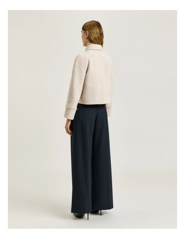 European Tweed Button Through Jacket in Cream image 2