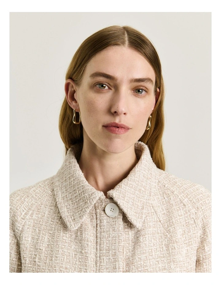 European Tweed Button Through Jacket in Cream image 4