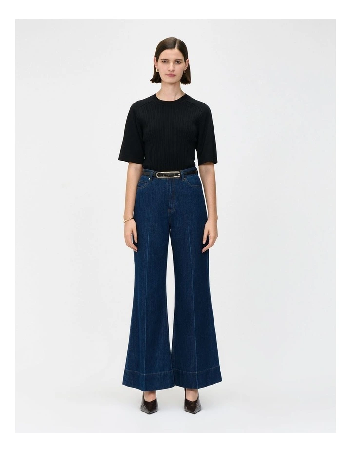 Multi Stitch Knitted Tee in Black image 1