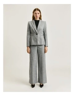Monochrome Twill Belted Blazer in Grey