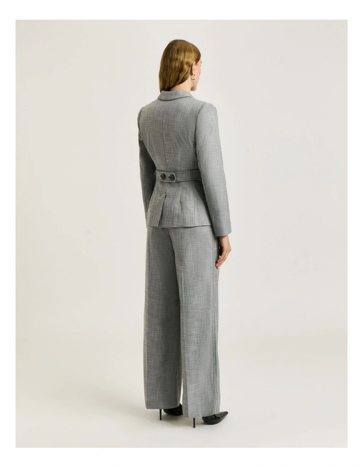 Monochrome Twill Belted Blazer in Grey image 2