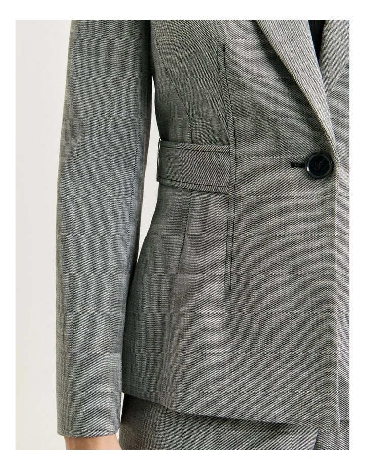 Monochrome Twill Belted Blazer in Grey image 4