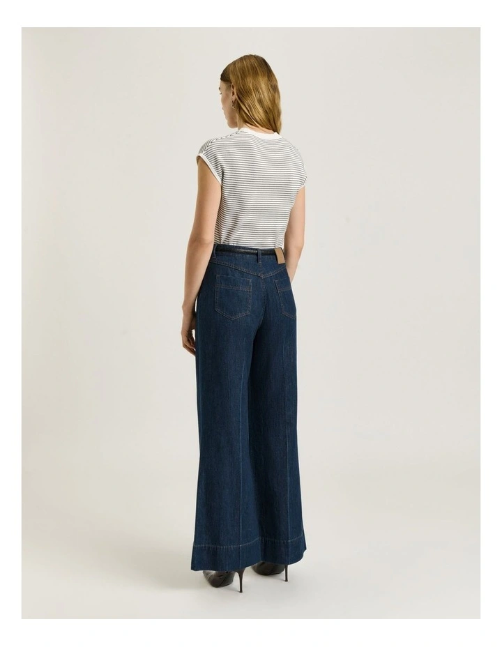 Textured Stripe Knit Top in White image 2