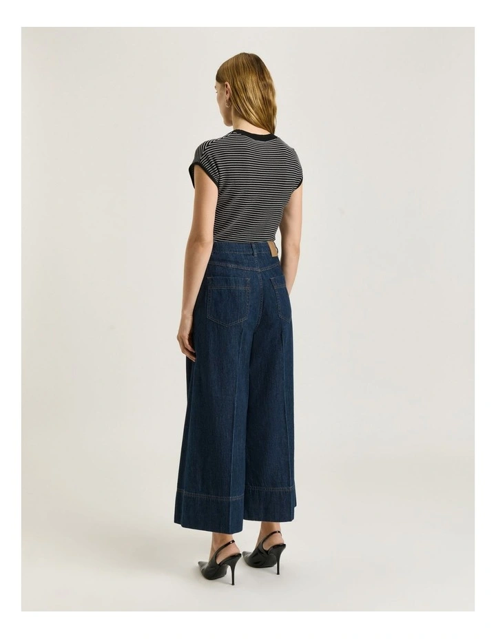 Textured Stripe Knit Top in Black image 2