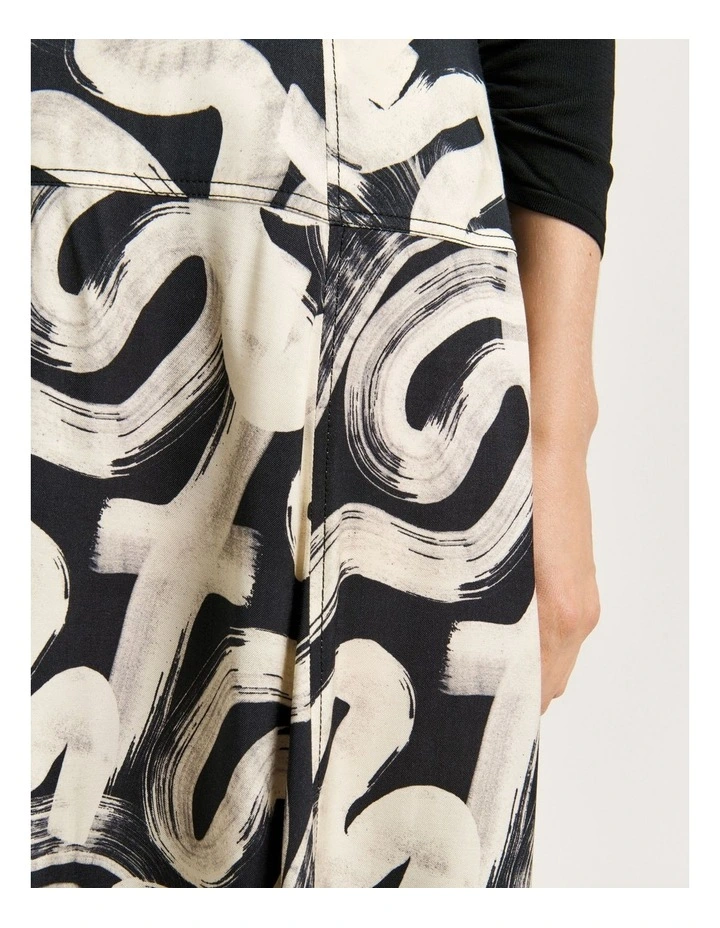 Abstract Brush Midi Skirt in Black image 4