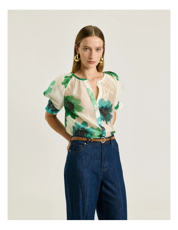 Poppy Raglan Shirt in Ivory Water image 3