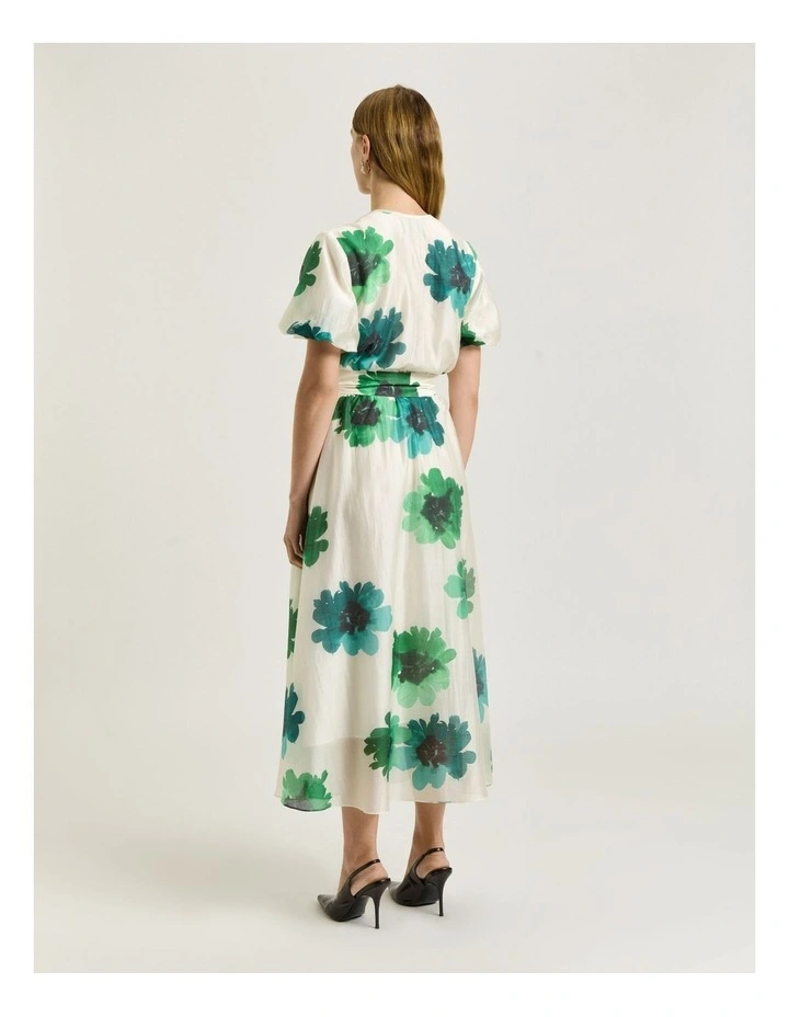 Poppy Belted Midi Dress in Ivory Water image 2