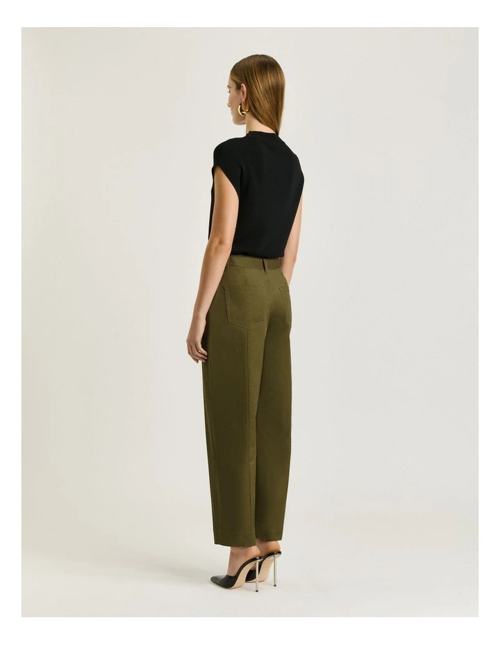 Stretch Cotton Twill Barrel Leg Pant in Green image 2