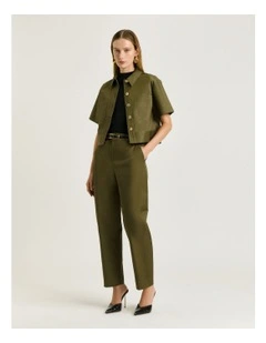Stretch Cotton Twill Shirt in Green