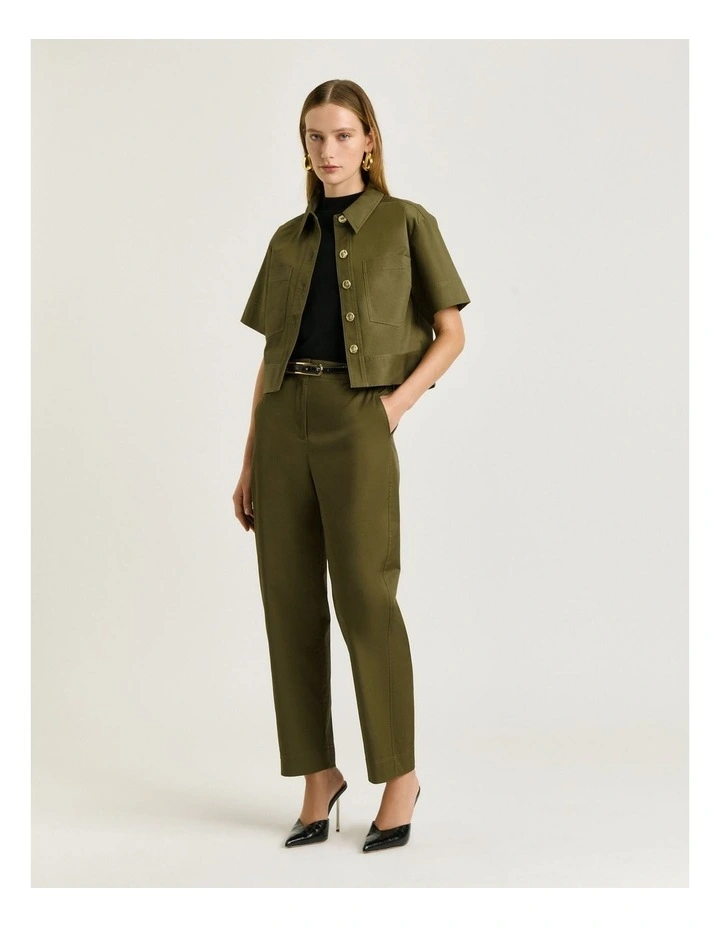 Stretch Cotton Twill Shirt in Green image 1