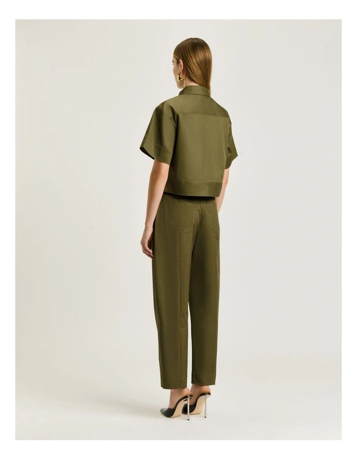 Stretch Cotton Twill Shirt in Green image 2
