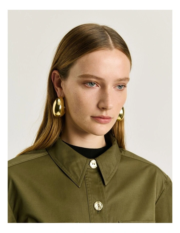 Stretch Cotton Twill Shirt in Green image 4