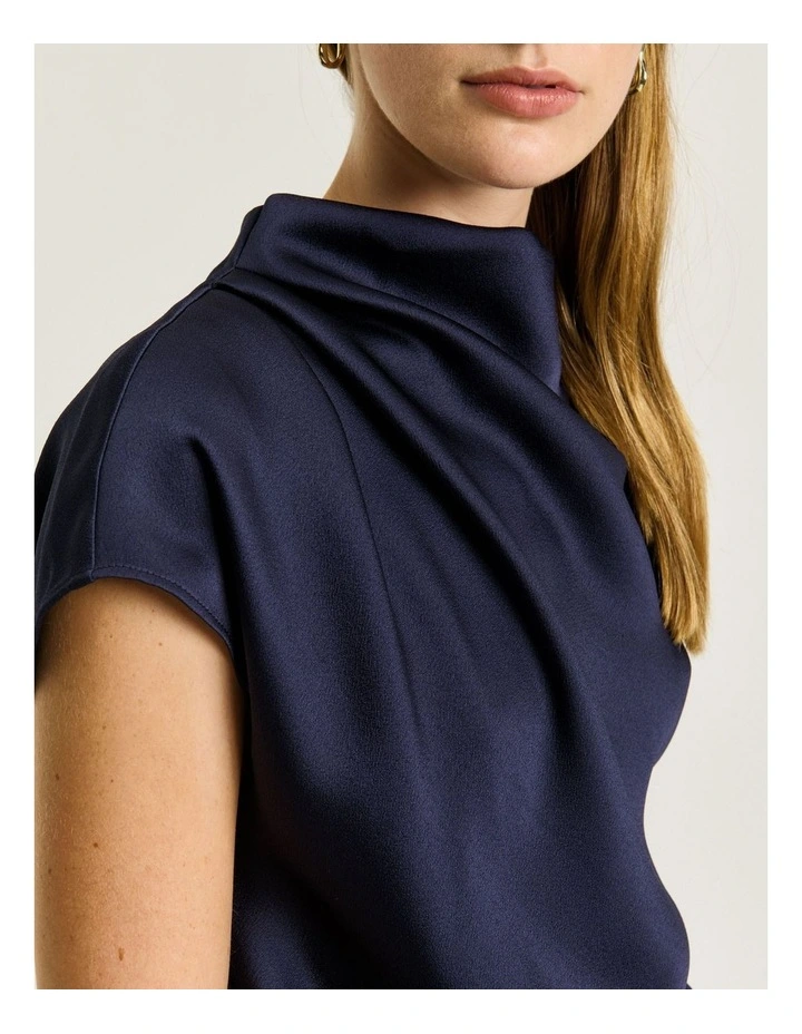 CREPE BACK SATIN DRAPE NECK TOP image 4