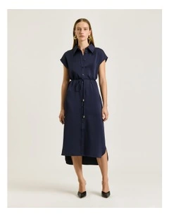 CREPE BACK SATIN SHIRTDRESS