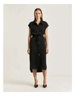 CREPE BACK SATIN SHIRTDRESS