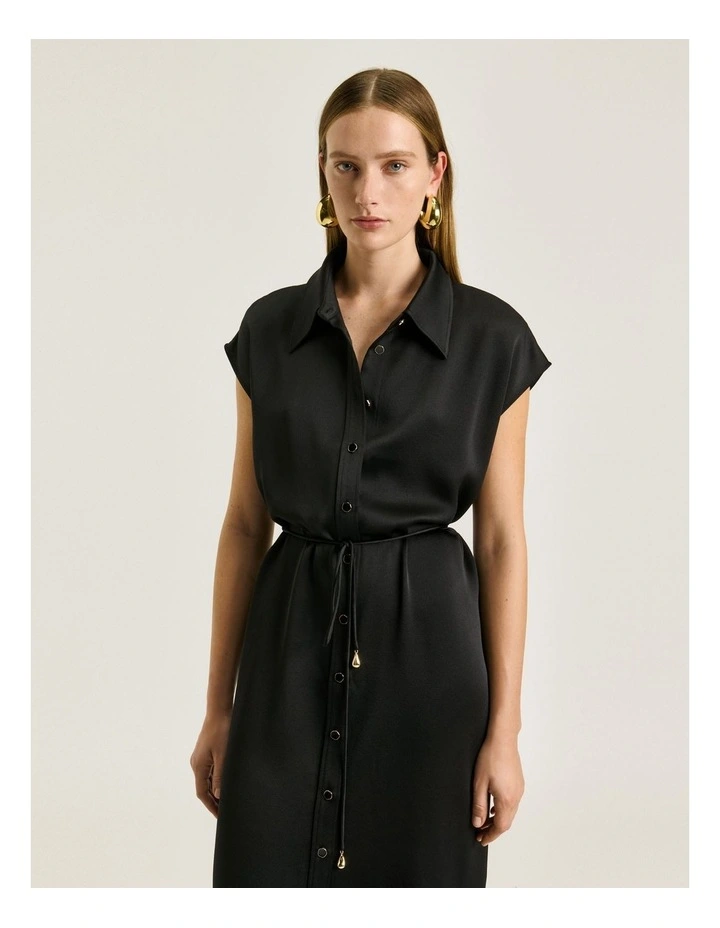 CREPE BACK SATIN SHIRTDRESS image 3