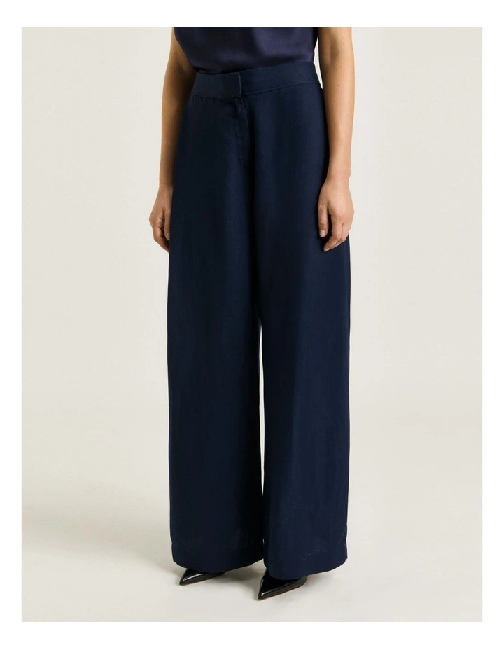 VISCOSE LINEN WIDE LEG TUCK PANT image 3