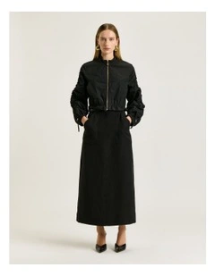 Twill Memory Taffeta Cropped Jacket in Black