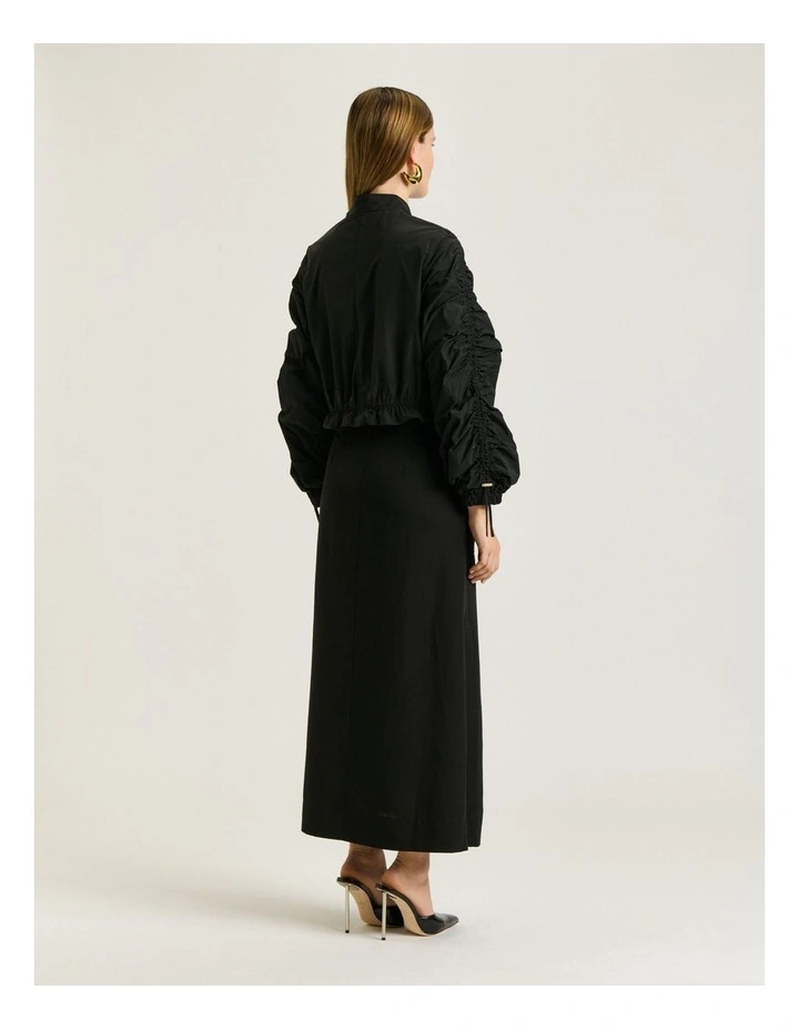 Twill Memory Taffeta Cropped Jacket in Black image 2