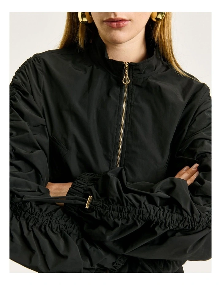 Twill Memory Taffeta Cropped Jacket in Black image 4